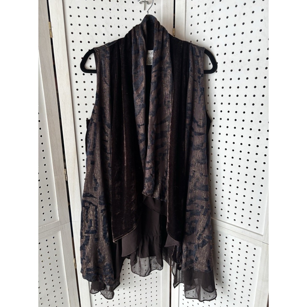 Anec.A Boho DRAPED Chic‎ Ruffle Lined Top ASYMMETRICAL Open Front Womens Sz Med